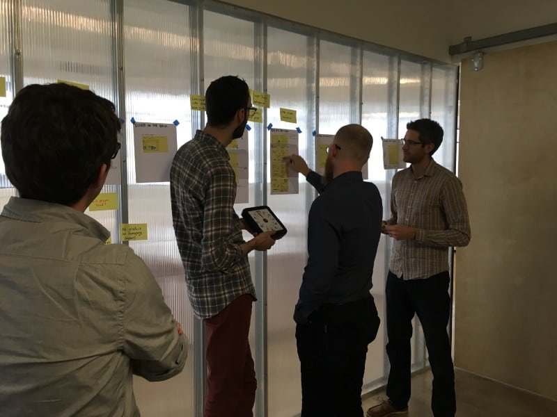 Douglas reviewing a sketch with Jake Knapp