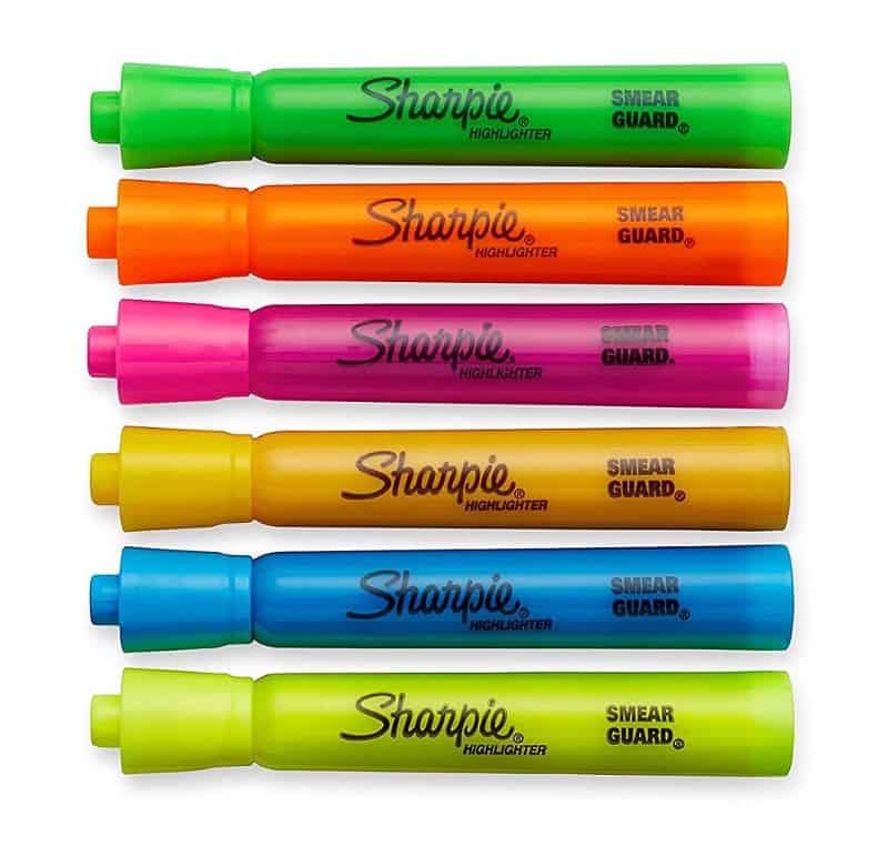 Sharpie Accent Tank-Style Highlighters, 6 Colored Highlighters