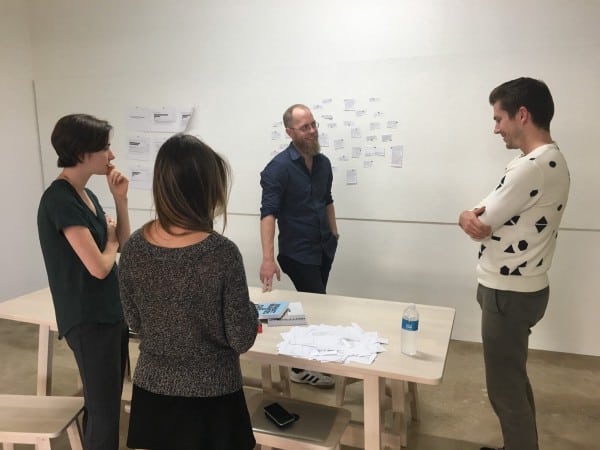 Douglas working with a group