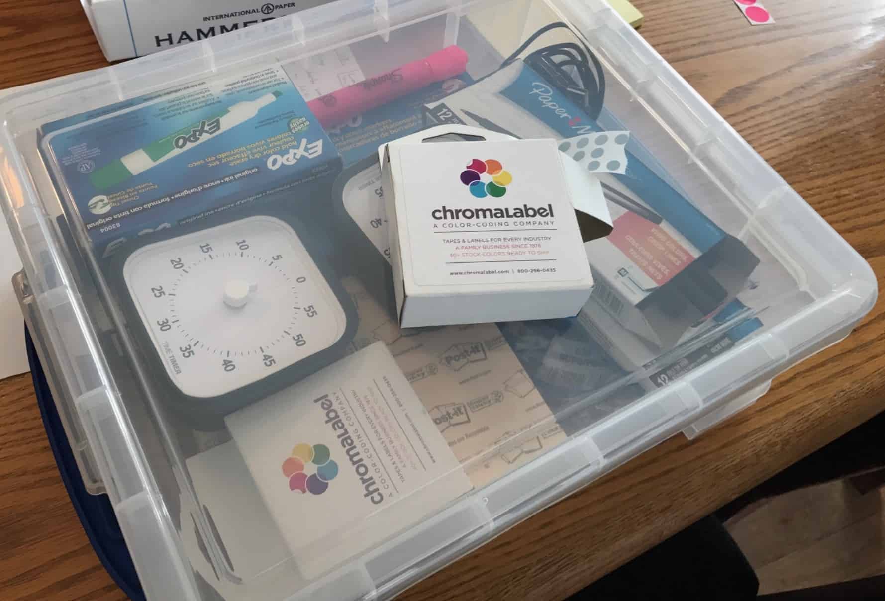 Design sprint supplies box