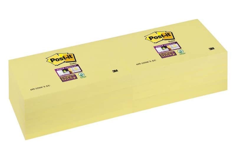 Post-it Super Sticky Notes, 3 x 5-Inches, Canary Yellow, 12-Pads/Pack