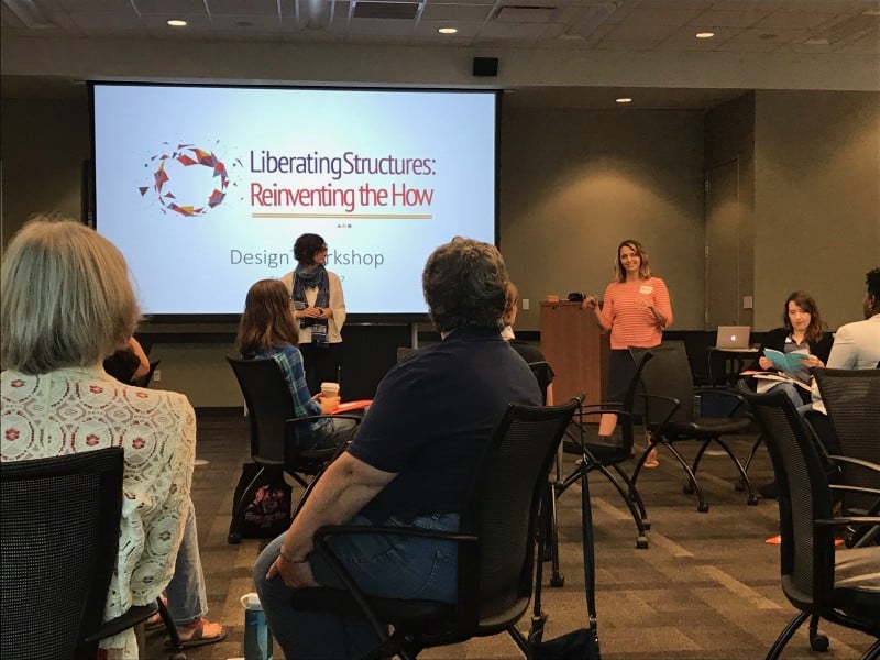 Anna Jackson (left) and Amanda Bowman (right) facilitating a Liberating Structures Workshop I attended