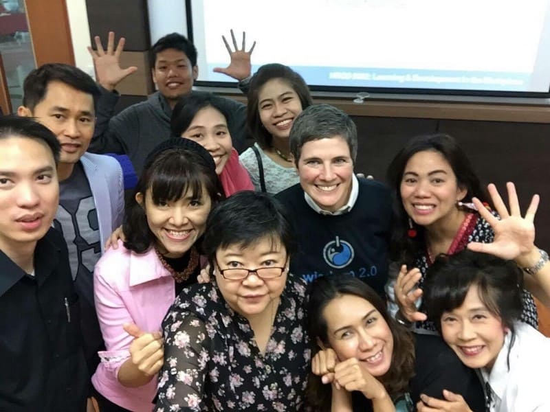 Kellee in Thailand with business professionals and executives in a PhD program at National Institute for Development Administration, HRM, Wisdom for Change.