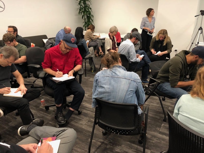 Workshop attendees at work