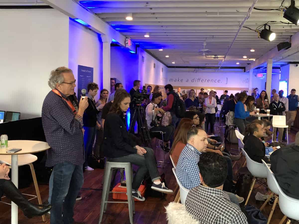 Peter asking a question at a SXSW panel in Austin this year.