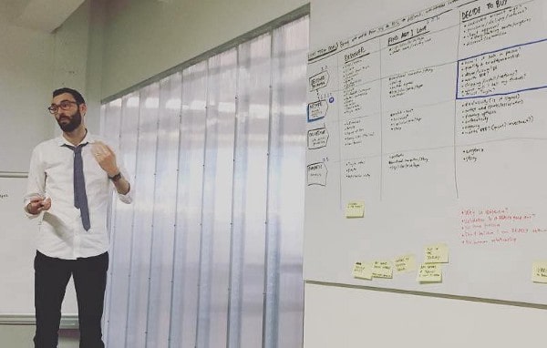 Scenes from the Twyla Design Sprint (Fun fact: Jake claims to be one of the tallest guys in design.)