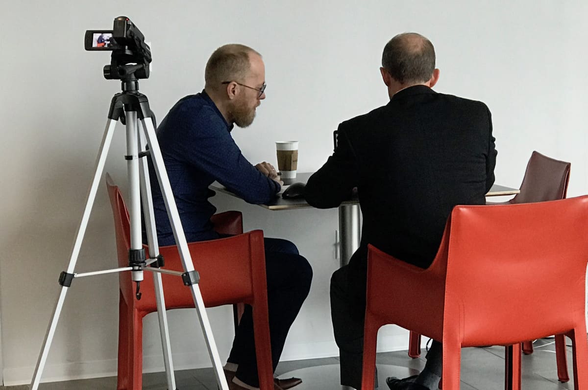 Douglas doing a user interview