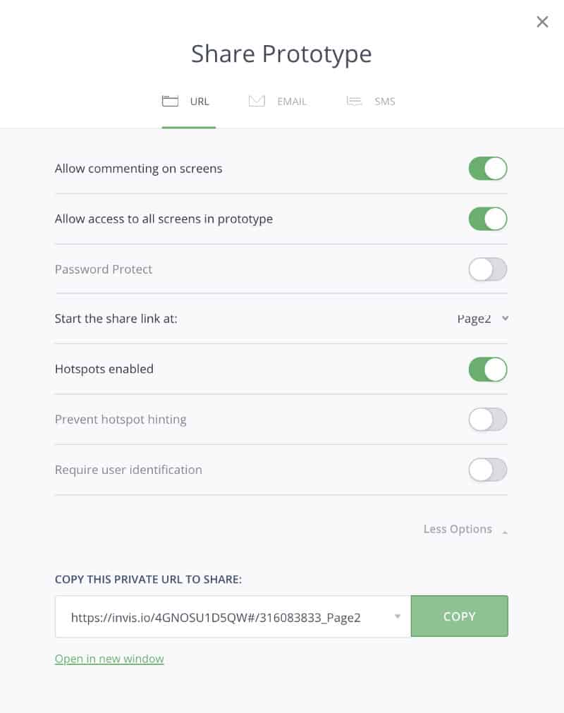 This is what the settings for sharing with team members should look like.
