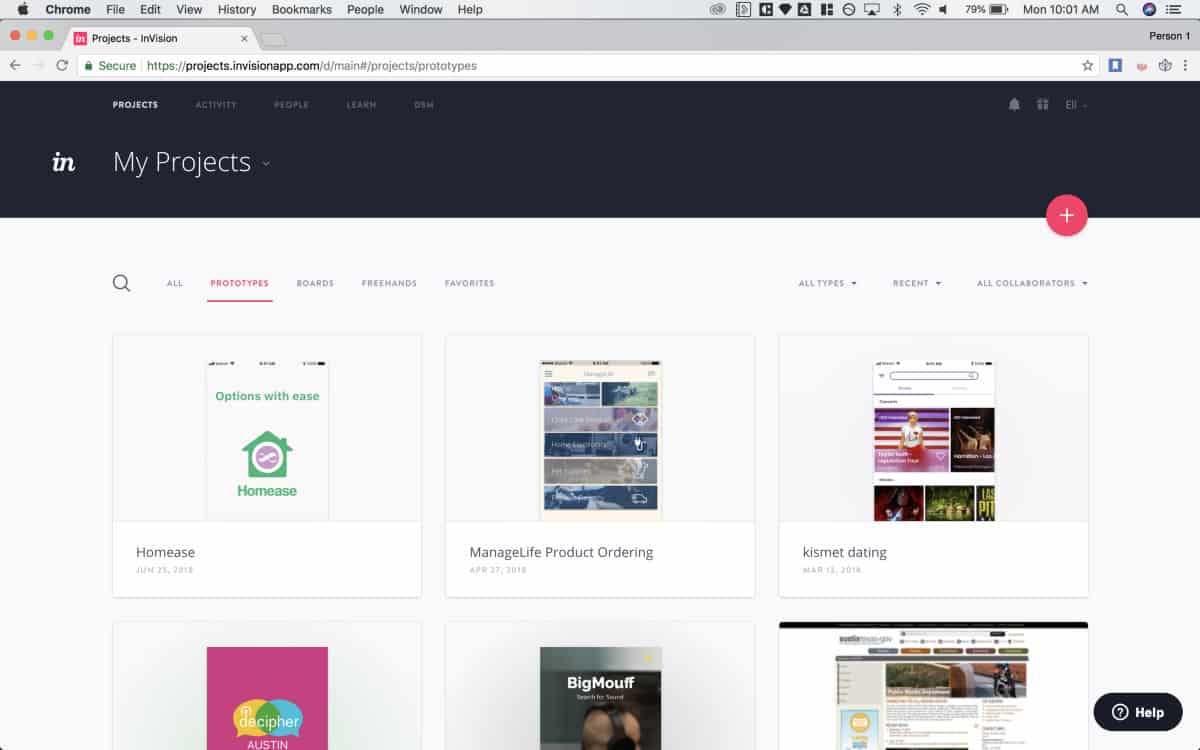 You can easily manage all of your prototyping projects using InVision.