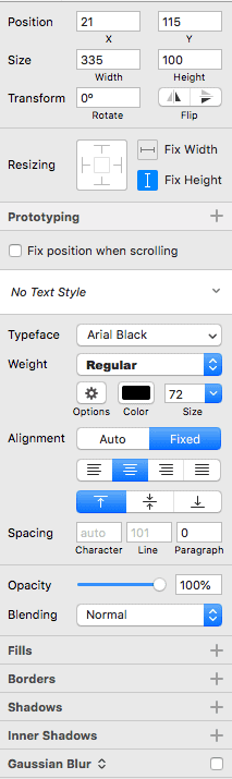 Settings for large header text