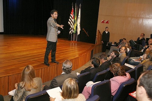 Jay speaking to group