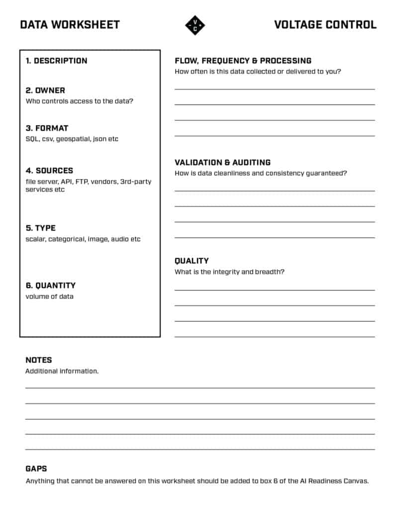 Data worksheet