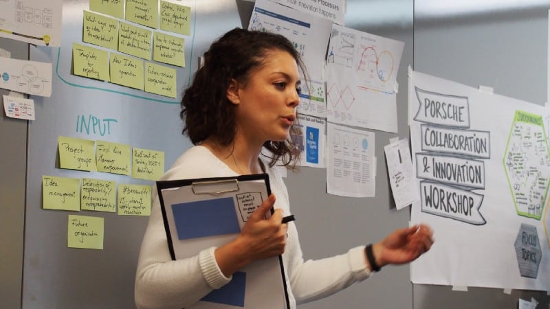 Heather at work at Porsche.