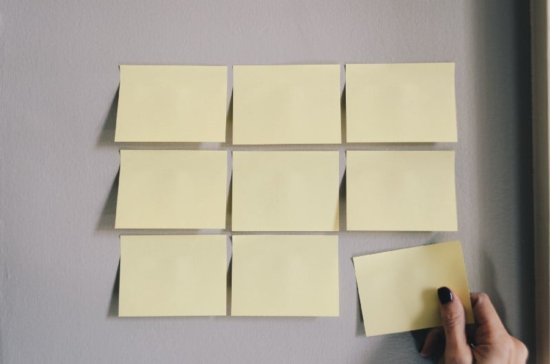 Post it notes on wall