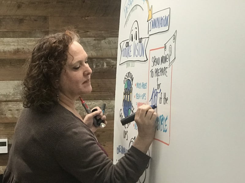 We were lucky to have live illustration capturing the process.