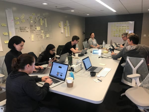 The Adobe team storyboarding and prototyping.