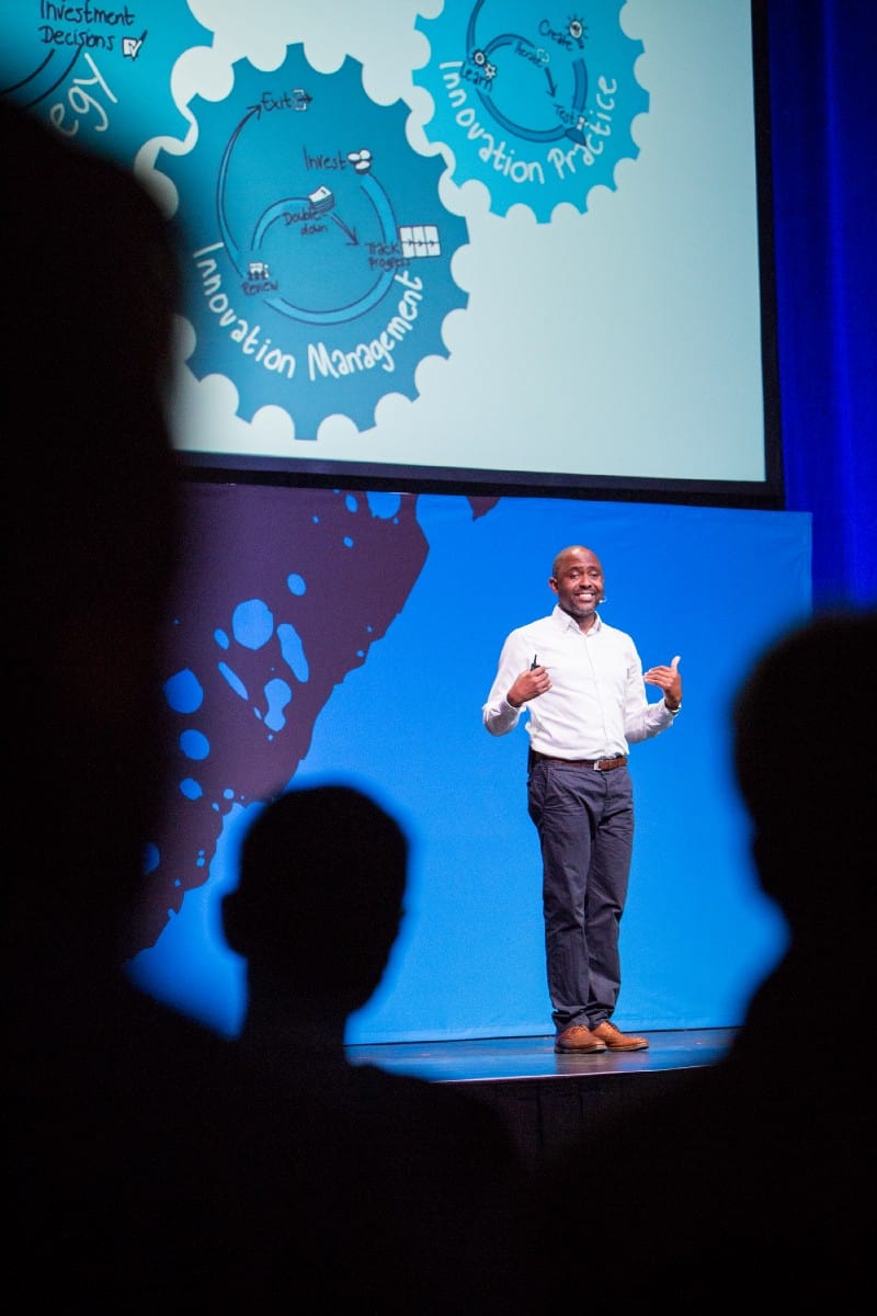 Tendayi speaking at the Lean Startup Summit.