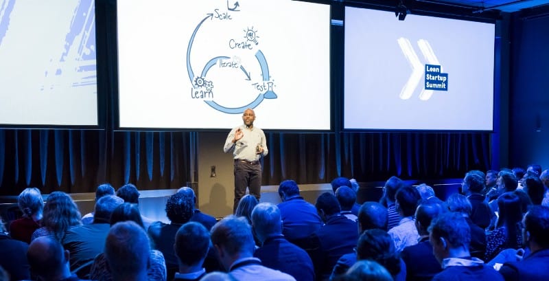 Tendayi speaking at the Lean Startup Summit.