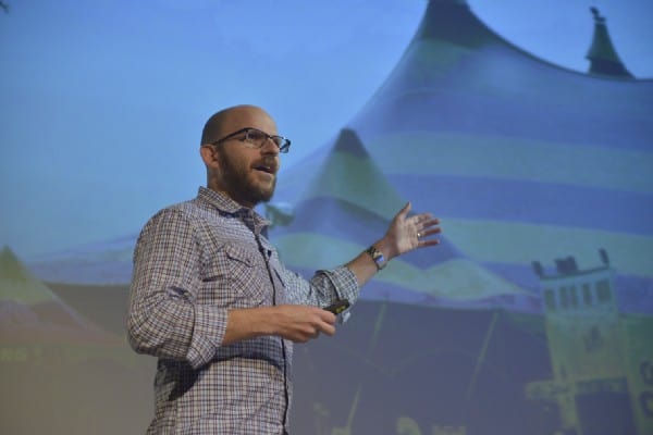 Jeff speaking on stage