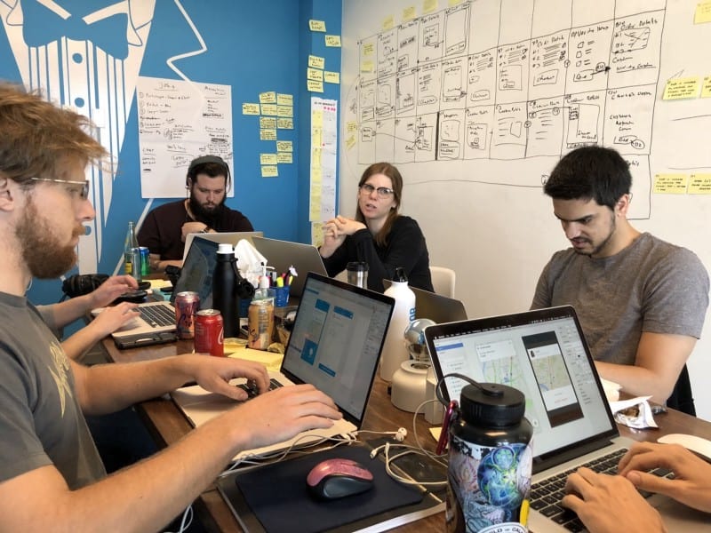 The team at Favor running a sprint.