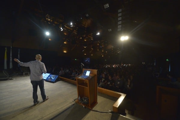 Jeff speaking on stage
