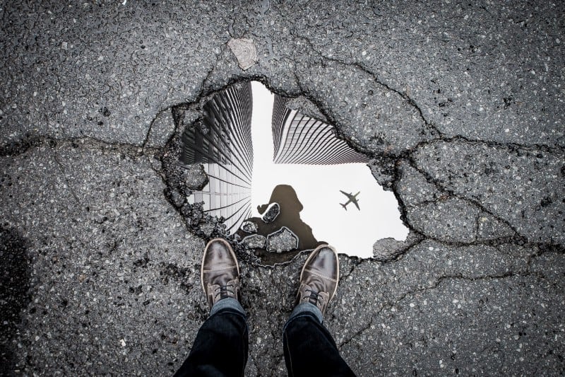Reflection in a puddle